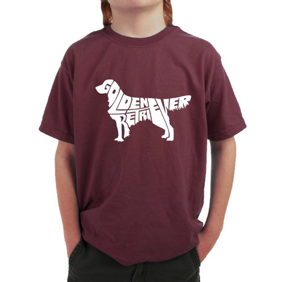 LA Pop Art Boy's Word Art T-shirt - Golden Retreiver