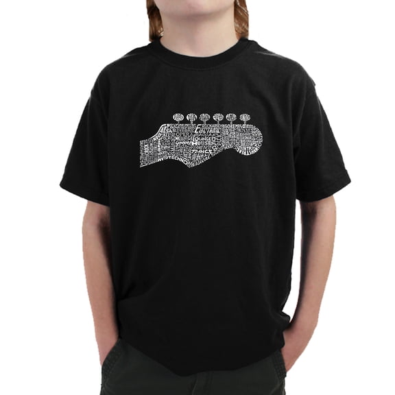 LA Pop Art Boy's Word Art T-shirt - Guitar Head