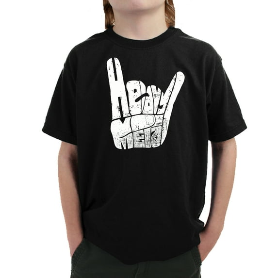 LA Pop Art Boy's Word Art T-shirt - Heavy Metal