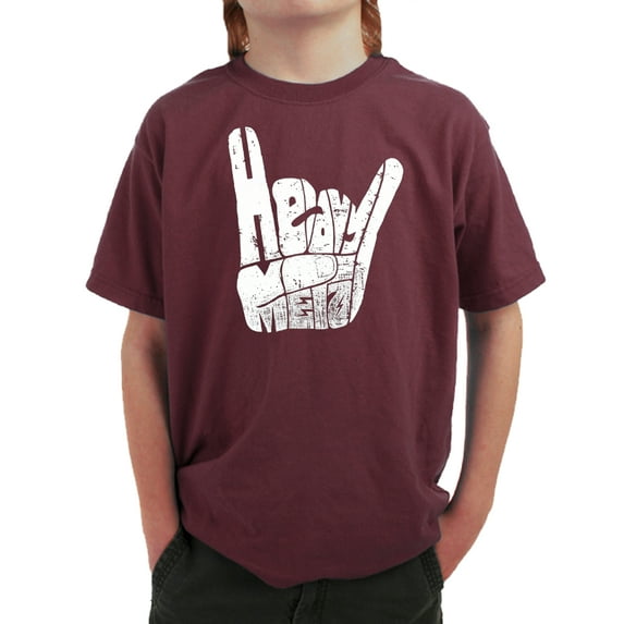 LA Pop Art Boy's Word Art T-shirt - Heavy Metal