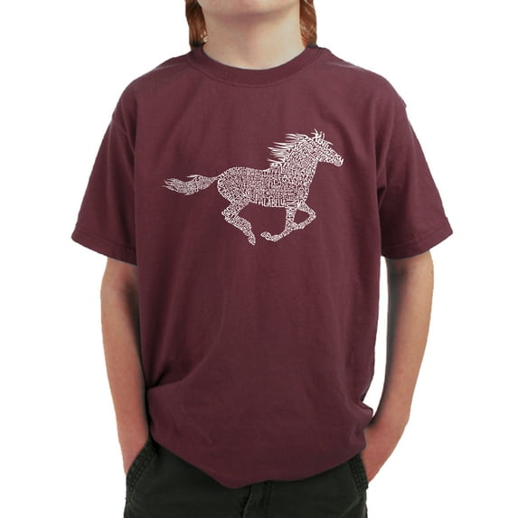 LA Pop Art Boy's Word Art T-shirt - Horse Breeds