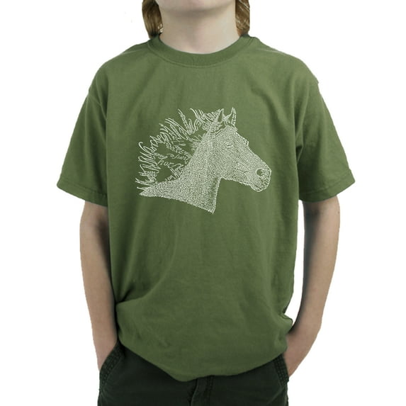 LA Pop Art Boy's Word Art T-shirt - Horse Mane
