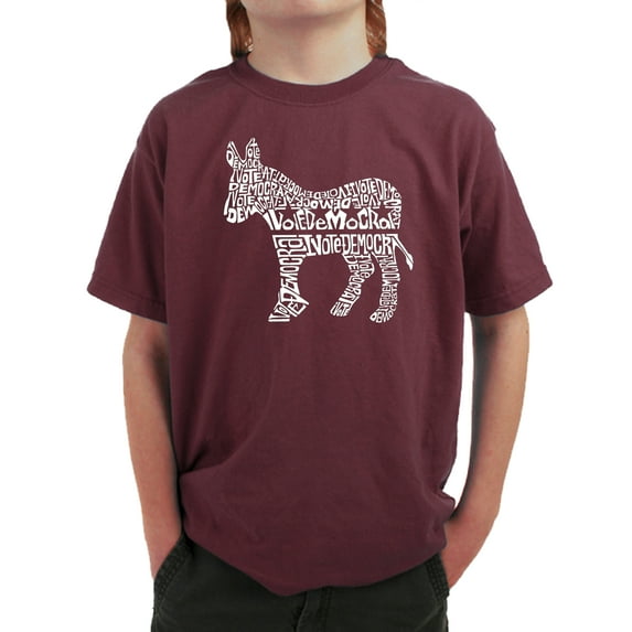 LA Pop Art Boy's Word Art T-shirt - I Vote Democrat