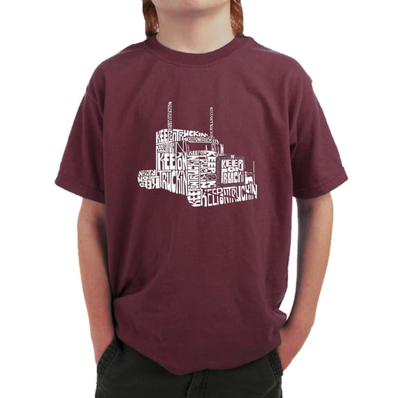 LA Pop Art Boy's Word Art T-shirt - KEEP ON TRUCKIN'