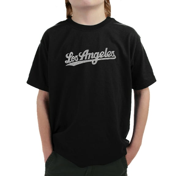 LA Pop Art Boy's Word Art T-shirt - LOS ANGELES NEIGHBORHOODS