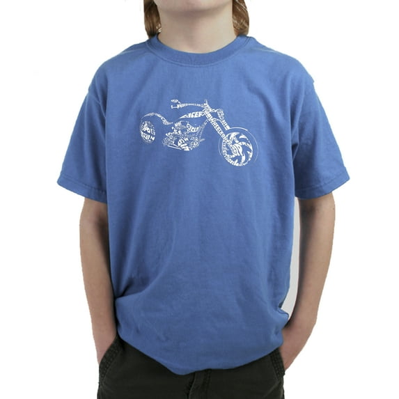 LA Pop Art Boy's Word Art T-shirt - MOTORCYCLE