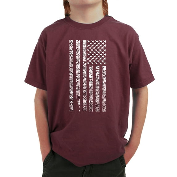 LA Pop Art Boy's Word Art T-shirt - National Anthem Flag