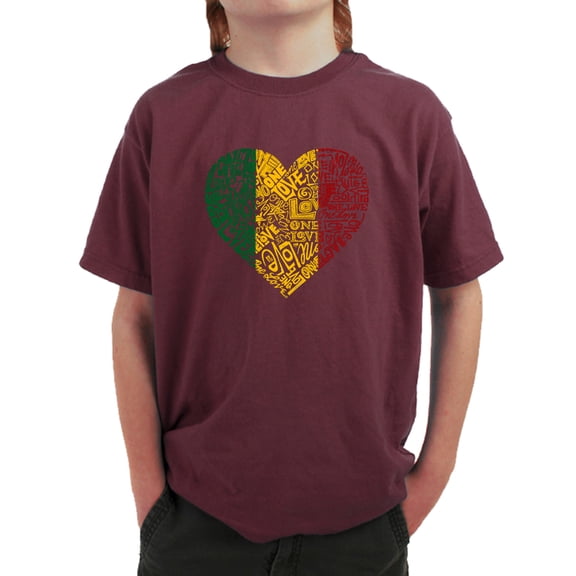 LA Pop Art Boy's Word Art T-shirt - One Love Heart