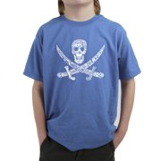 LA Pop Art Boy's Word Art T-shirt - PIRATE CAPTAINS, SHIPS AND IMAGERY