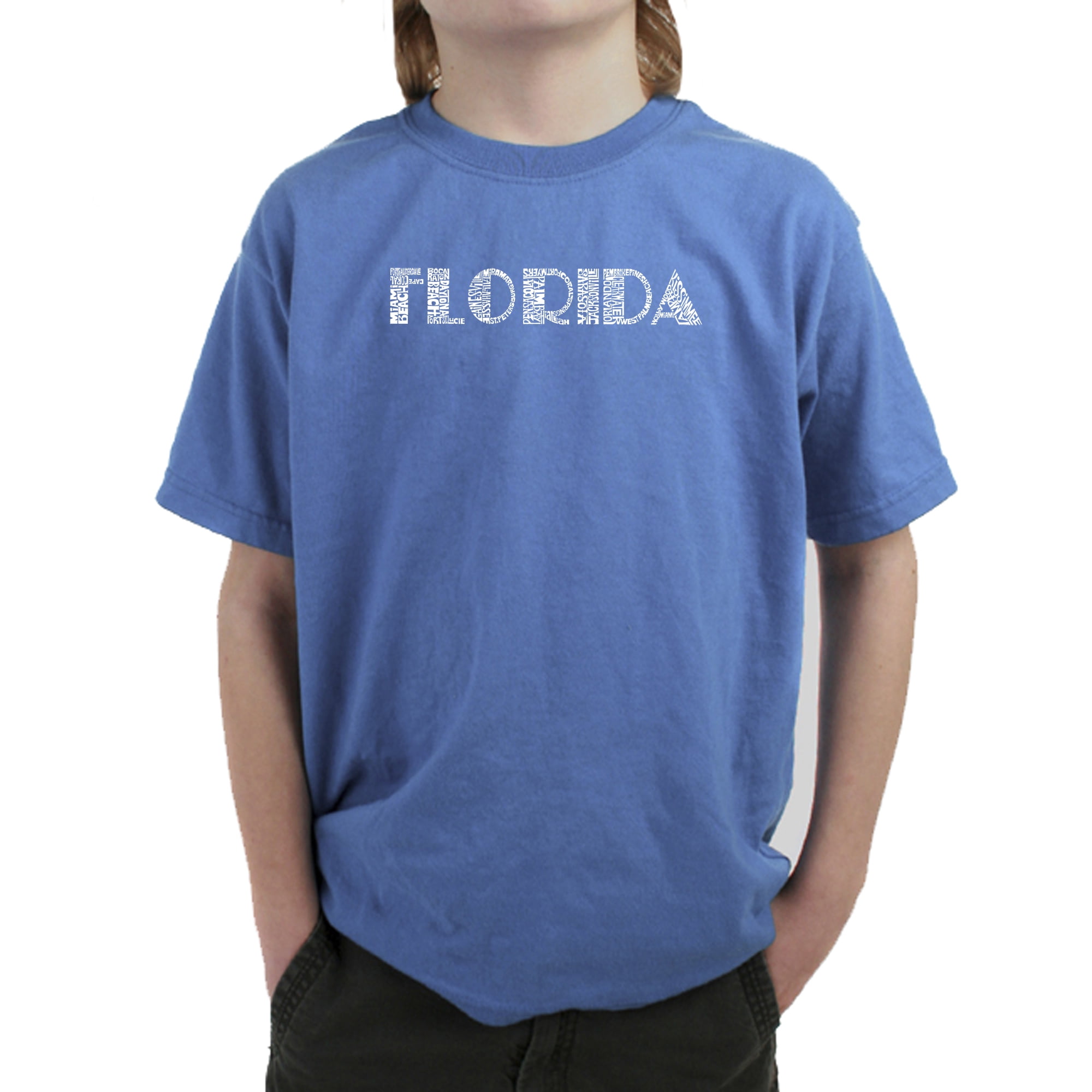 LA Pop Art Boy s Word Art T shirt POPULAR CITIES IN FLORIDA