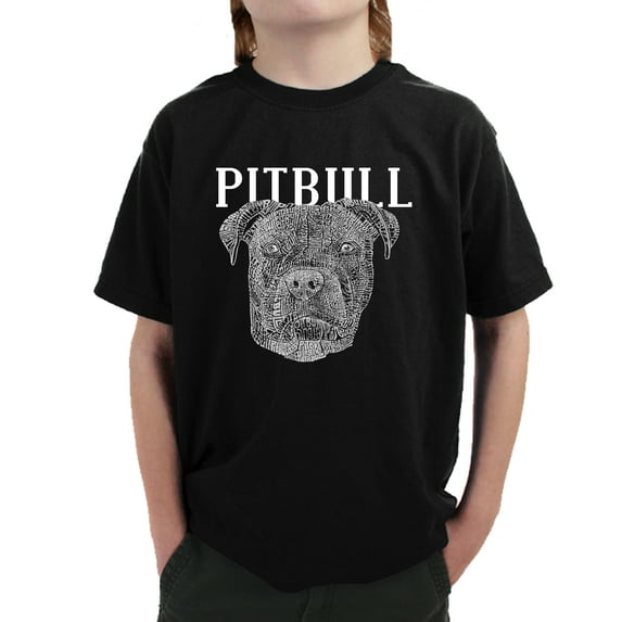 LA Pop Art Boy's Word Art T-shirt - Pitbull Face