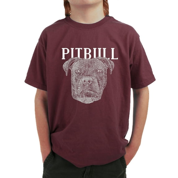 LA Pop Art Boy's Word Art T-shirt - Pitbull Face