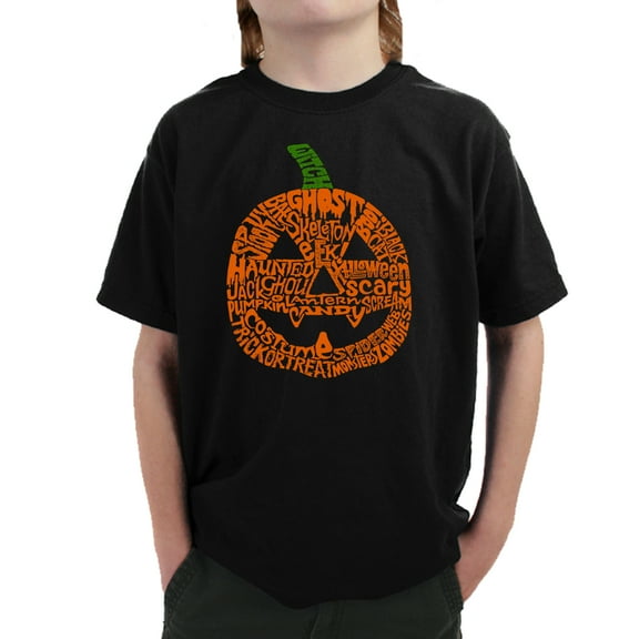 LA Pop Art Boy's Word Art T-shirt - Pumpkin