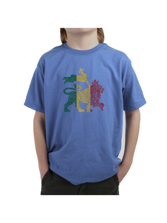 Boy's Word Art T-shirt - Rasta Lion - One Love