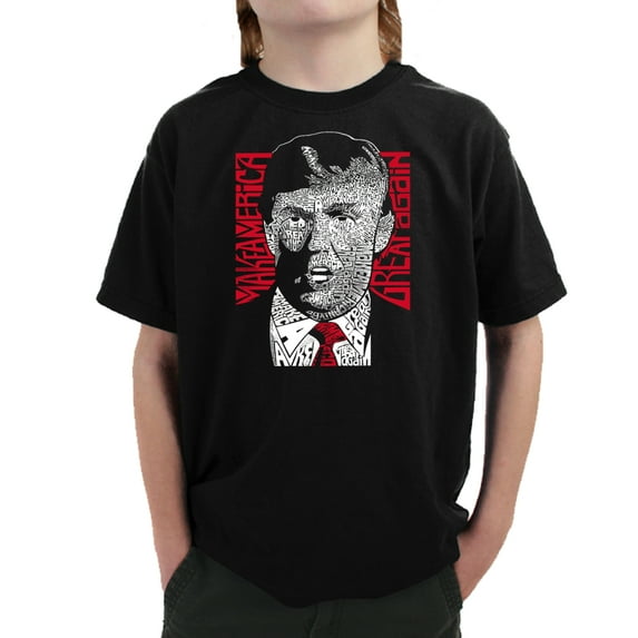 LA Pop Art Boy's Word Art T-shirt - TRUMP - Make America Great Again