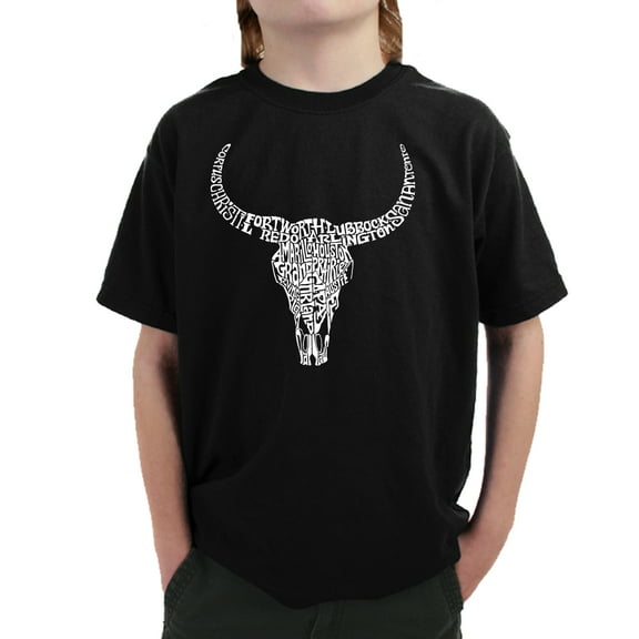 LA Pop Art Boy's Word Art T-shirt - Texas Skull