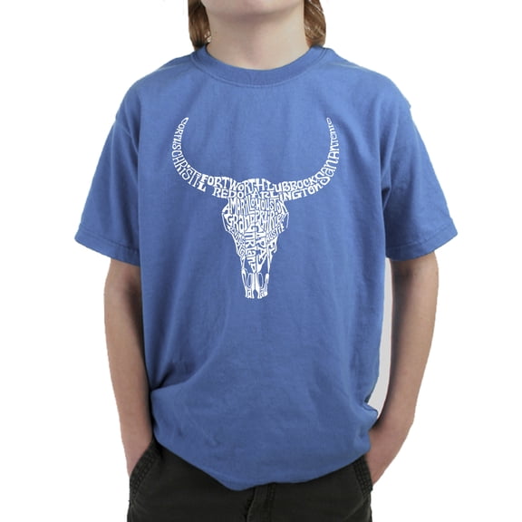 LA Pop Art Boy's Word Art T-shirt - Texas Skull