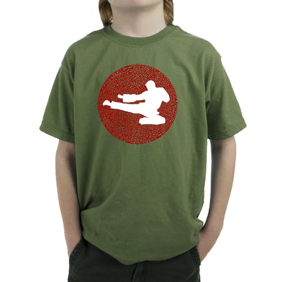 LA Pop Art Boy's Word Art T-shirt - Types of Martial Arts