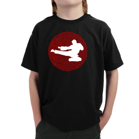 LA Pop Art Boy's Word Art T-shirt - Types of Martial Arts