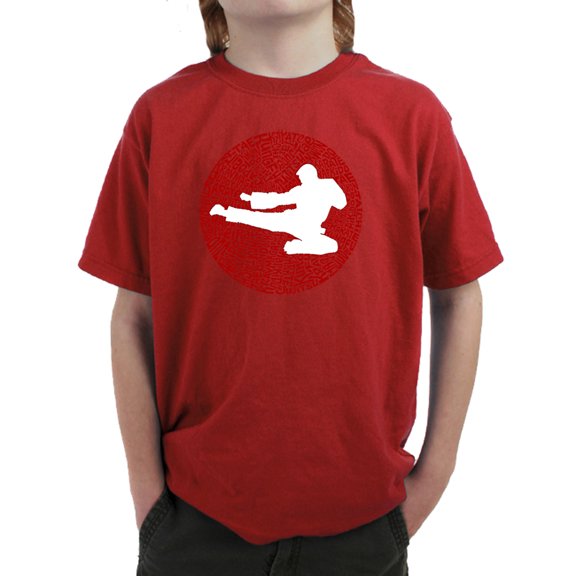 LA Pop Art Boy's Word Art T-shirt - Types of Martial Arts