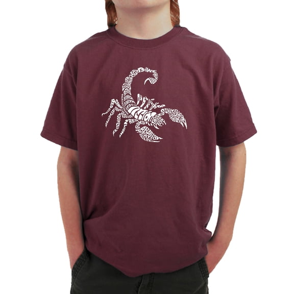LA Pop Art Boy's Word Art T-shirt - Types of Scorpions