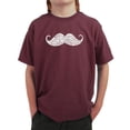 thumbnail image 1 of LA Pop Art Boy's Word Art T-shirt - WAYS TO STYLE A MOUSTACHE, 1 of 2
