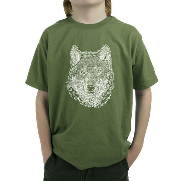 LA Pop Art Boy's Word Art T-shirt - Wolf