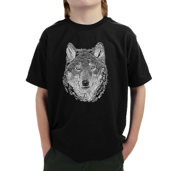 LA Pop Art Boy's Word Art T-shirt - Wolf