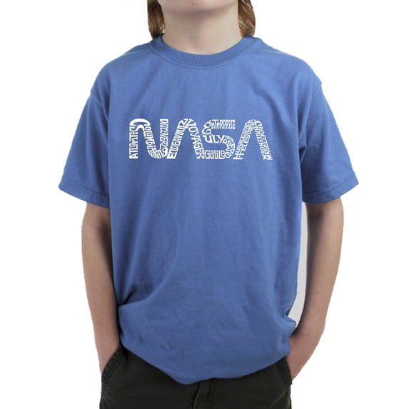 LA Pop Art Boy's Word Art T-shirt - Worm Nasa