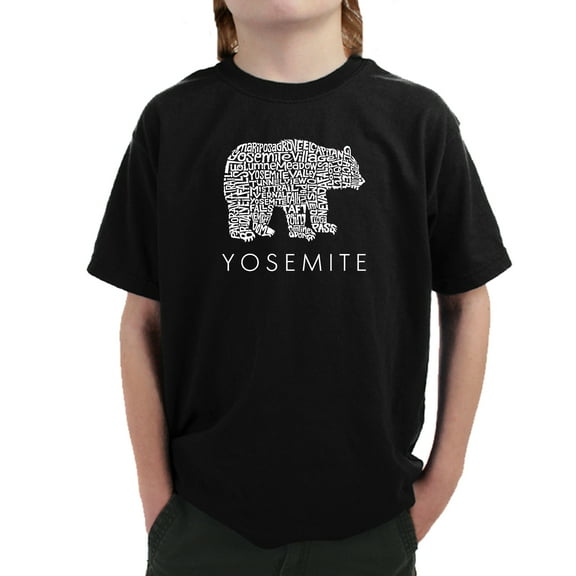 LA Pop Art Boy's Word Art T-shirt - Yosemite Bear