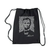 LA Pop Art Drawstring Backpack - ABRAHAM LINCOLN - GETTYSBURG ADDRESS