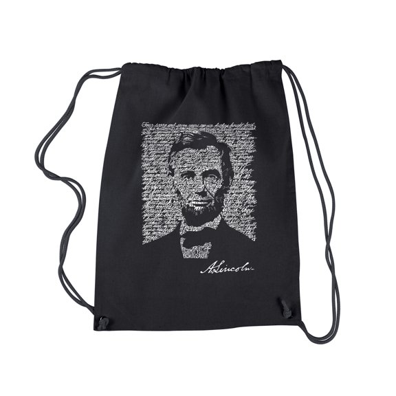 LA Pop Art Drawstring Backpack - ABRAHAM LINCOLN - GETTYSBURG ADDRESS