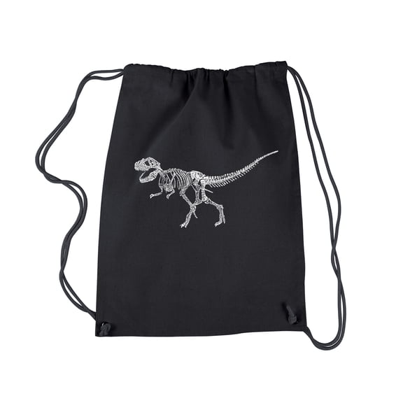 LA Pop Art Drawstring Backpack - Dinosaur T-Rex Skeleton