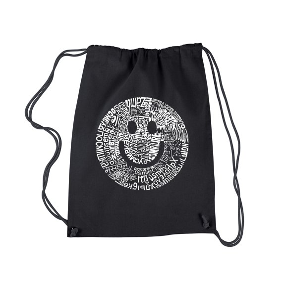 LA Pop Art Drawstring Backpack - SMILE IN DIFFERENT LANGUAGES