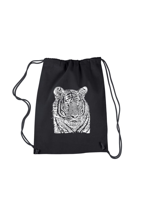 Drawstring Word Art Backpack - Big Cats