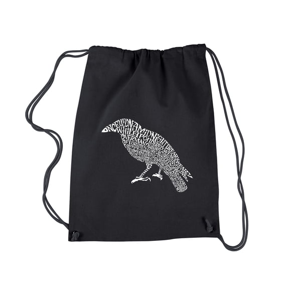 LA Pop Art Drawstring Word Art Backpack - Edgar Allen Poe's The Raven