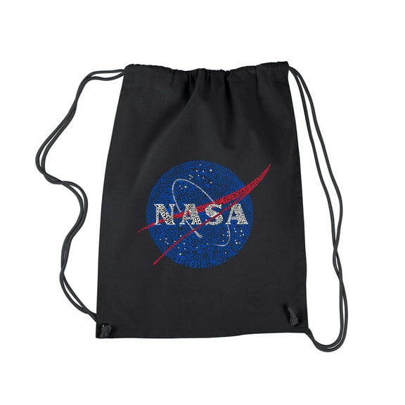 LA Pop Art Drawstring Word Art Backpack - NASA's Most Notable Missions