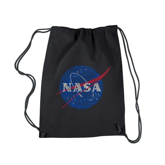 LA Pop Art Drawstring Word Art Backpack - NASA's Most Notable Missions