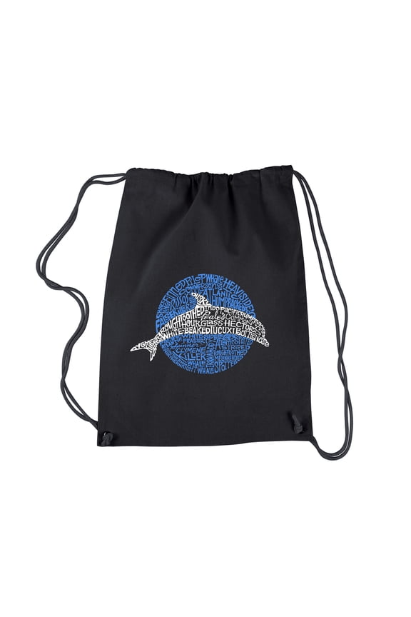 Drawstring Word Art Backpack - Species of Dolphin