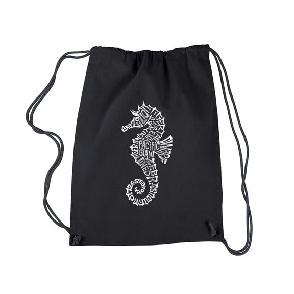 LA Pop Art Drawstring Word Art Backpack - Types of Seahorse
