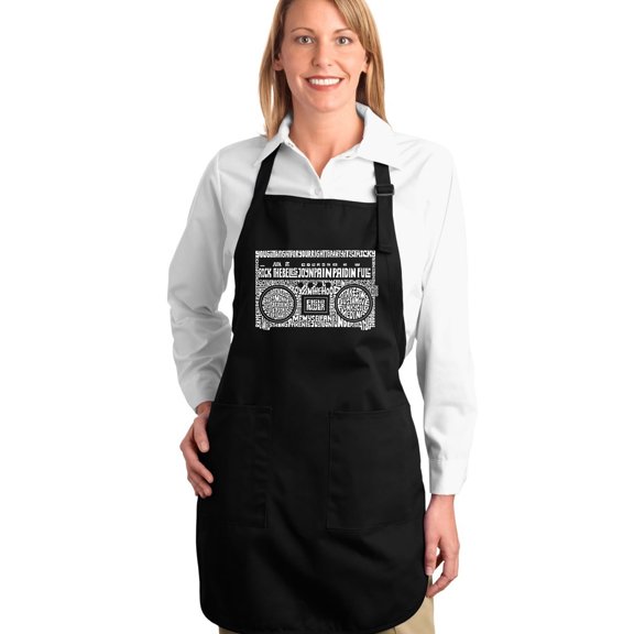 LA Pop Art Full Length Word Art Apron - Greatest Rap Hits of The 1980's