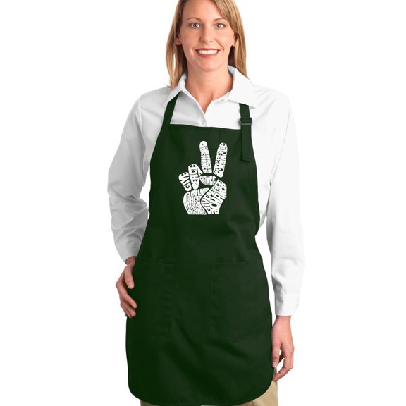 LA Pop Art Full Length Word Art Apron - PEACE FINGERS