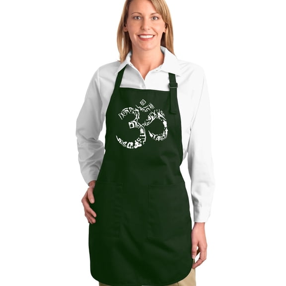LA Pop Art Full Length Word Art Apron - THE OM SYMBOL OUT OF YOGA POSES