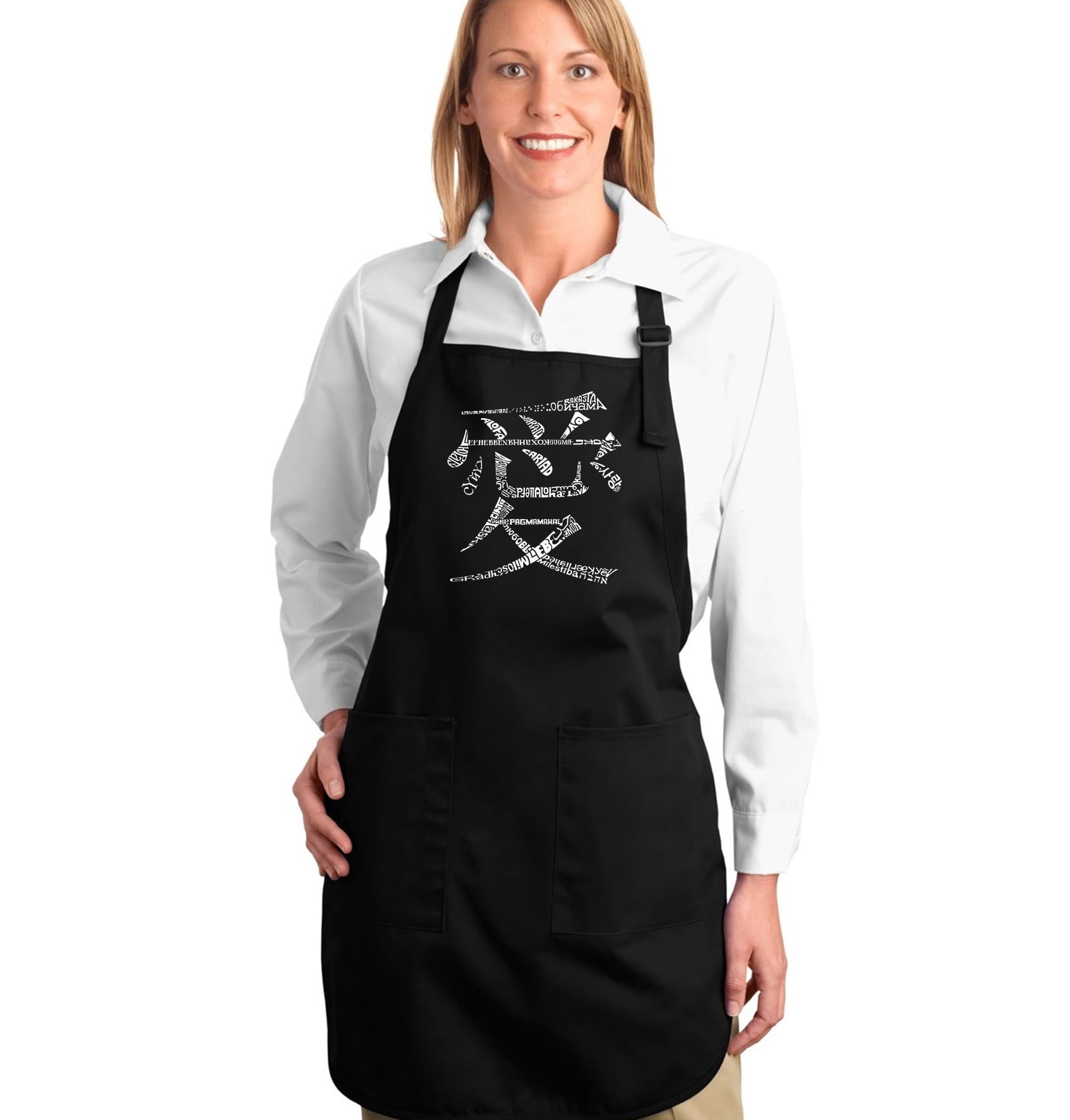 LA Pop Art Full Length Word Art Apron - The Word Love in 44 Languages ...