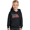 thumbnail image 1 of LA Pop Art Girl's Word Art Hooded Sweatshirt - American Wars Tribute Flag, 1 of 2