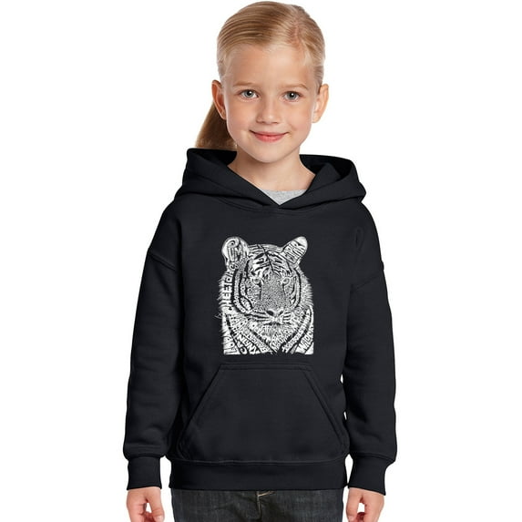 LA Pop Art Girl's Word Art Hooded Sweatshirt - Big Cats