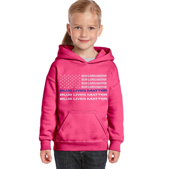 LA Pop Art Girl's Word Art Hooded Sweatshirt - Blue Lives Matter
