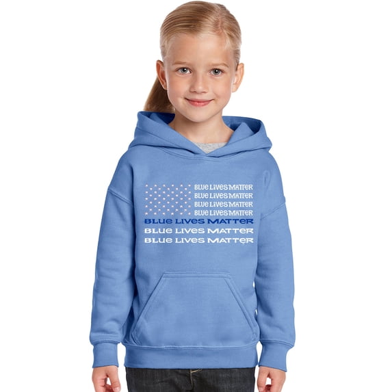 LA Pop Art Girl's Word Art Hooded Sweatshirt - Blue Lives Matter