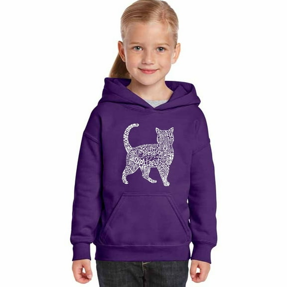 LA Pop Art Girl's Word Art Hooded Sweatshirt - Cat