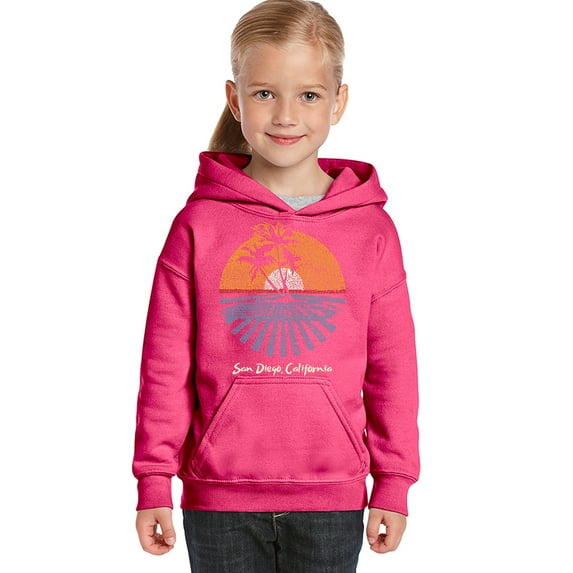 LA Pop Art Girl's Word Art Hooded Sweatshirt - Cities In San Diego
